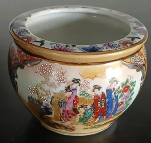 Satsuma Geisha Ladies Bonzai Trees Planter Flower Pot Jardiniere 3.77"x3.25" - Picture 1 of 20
