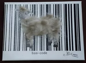 Artwork Printed Canvass 'BAA CODE' with Wool - Sheep & Barcode Baa-gain picture - Picture 1 of 6