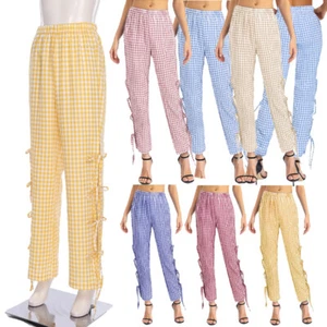 Womens Loungewear Daily Life Long Pants Pajamas Trousers Cozy Plaid Club Casual - Picture 1 of 75