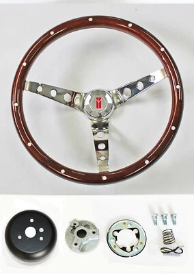 69-93 Oldsmobile Cutlass 442 Wood Steering Wheel with Rivets High Gloss 15"  - Image 1 of 4
