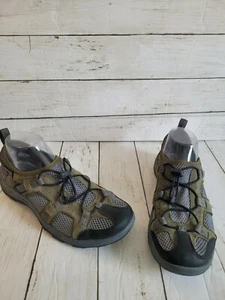 NICE LANDS END SPORT SHOES SIZE 9.5B GREY AND GREEN LACES - Picture 1 of 7