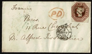 1855 SG 57 10d Brown Embossed FU FIVEWAYS Birmingham Happy New Year Cat.£3200.00 - Picture 1 of 2