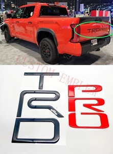 Fit 2022 TOYOTA TUNDRA TRD PRO TAILGATE LETTERS INSERTS 3D DOMED GEL Black Red - Picture 1 of 5