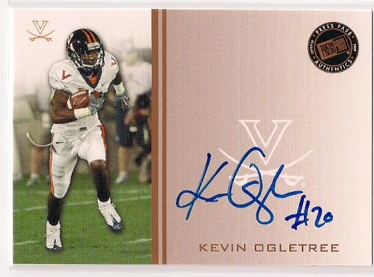 2009 KEVIN OGLETREE PRESS PASS ROOKIE AUTO DALLAS COWBOYS VIRGINIA CAVALIERS - Image 1 of 1