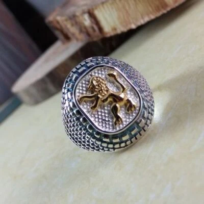 Solid 925 Sterling Silver Designer Lion Signet Partywear Gift Men's Unisex Ring - Image 1 of 4