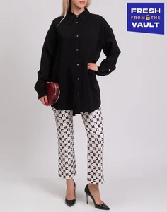 PVP €590 FABIANA FILIPPI Camisa Abotonada IT48 US12 UK16 XL Negra Hecha en Italia - Imagen 1 de 8