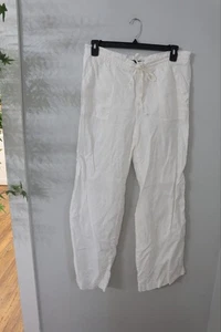 Lauren Ralph Lauren weiße Leinenhose Damen locker weite Taschen 10 Y2k - Bild 1 von 9