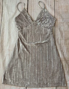 Francesca's Größe Medium Crushed Samt Spaghetti, Träger, Champagner Kleid Y2K - Bild 1 von 7