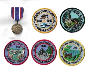 LOTE MEDALLA SENDERO HISTÓRICO BSA PENINSULAR VIRGINIA (1981) Y PARCHES - Imagen 1 de 3