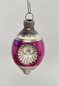 De Colección Brillante Brite Forma de Lágrima Adorno de Navidad Doble Indentación Rayas Fucsia - Imagen 1 de 10