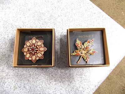 Broche prendedor hoja arce diamantes de imitación MONET ¡¡MÁS uno más!!! Foto 1 de 2