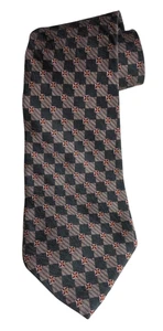 Cravatta collo uomo CHAPS RALPH LAUREN verde marrone 100% seta geometrica made in USA  - Foto 1 di 5