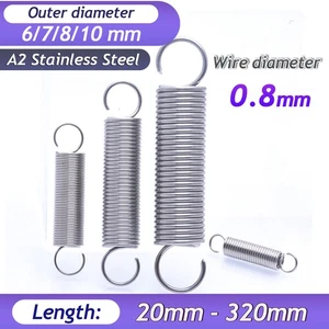 304 Stainless Steel With Hook Extension Expansion Tension Springs Wire Dia 0.8mm - Picture 1 of 15