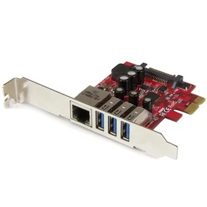 StarTech.com 3 Port PCI Express USB 3.0 Card + Gigabit Ethernet - Fits Standard - Picture 1 of 5