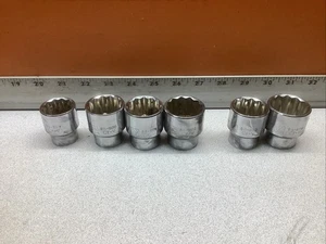 (6) Stanley 1/2” Antrieb 12 Punkt Steckschlüsseleinsätze 1-1/16”, 1-3/16”, 25mm, 28mm, 29mm, 30mm - Bild 1 von 5