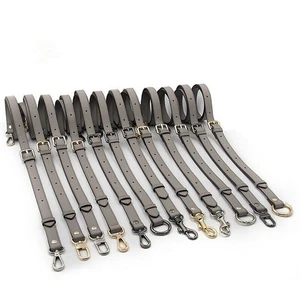 Bandolera de hombro de cuero genuino gris para mujer con asa - Imagen 1 de 15