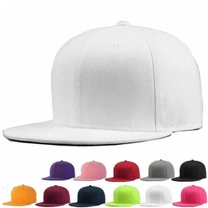 Adjustable Unisex Baseball Snapback Hat Hip Hop Cap Plain Peak Classic Men Women - Picture 1 of 33