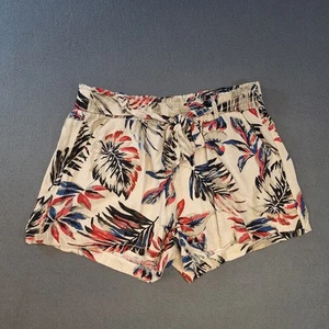 Cali 1850 Leinenmischung vorne zum Überziehen Blumenmuster Shorts hellbraun Größe Large - Bild 1 von 13