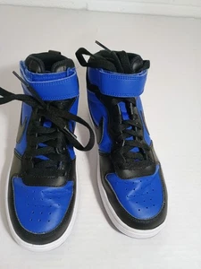 Nike Court Borough Mid 2 Boys Black Blue High Top Sneakers Size 4Y - Picture 1 of 7