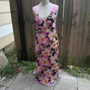 Vintage 70s VANITY FAIR FLORAL Long Gown Anemone Keyhole Bust 36 - Picture 1 of 7