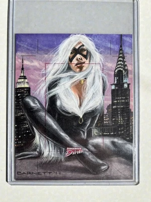 Black Cat - Marvel AP Uncut Sketch Card - Dangerous Divas by Scott Barnett  - Image 1 of 2