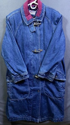 Abrigo Chaqueta Mujer Vintage Visto Actual Talla L Forrado Denim Cremallera Cierre Hebilla Foto 1 de 4