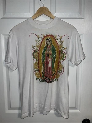 Винтажная мужская футболка Y2K Lady of Guadalupe с графикой с украшениями M - Изображение 1 из 4