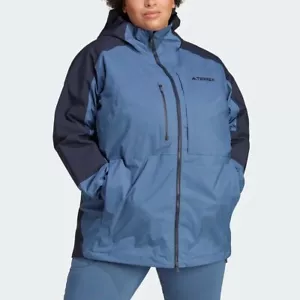 adidas Women's Plus 4X XPLORIC RAIN.RDY Hiking Jacket Blue, NWT - Picture 1 of 6