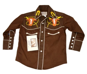Rockmount Ranch Wear Western Shirt Kids S Cowboy Pearl Snap Longhorn Embroidered - Picture 1 of 8