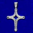 CZ Sterling Silver Cross - 3 Inches Tall  .925 Pure Silver