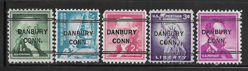 Connecticut Precancels - Danbury 243 - 5 Different Liberty DLEs - Image 1 of 1