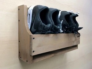 Rustikales Holz Wandmontage Schuh Trainer Regal Aufbewahrung Organizer Ordnung 500 mm (SR)EM - Bild 1 von 9