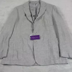 Ralph Lauren Purple Label Blazer 44R Kent Linen Cashmere Silk Sport Coat Grey - Picture 1 of 16