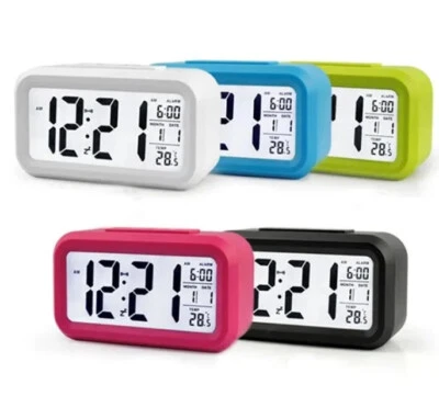 Smart Night Light Digital Alarm Clock with Indoor Temperature LCD Display - Image 1 of 4