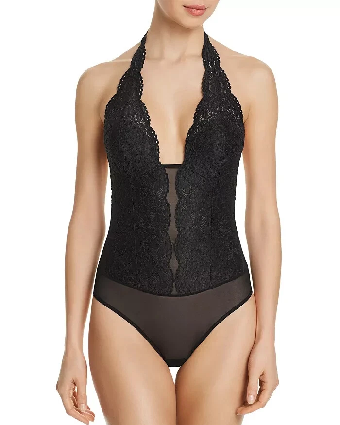 b.tempt'd by Wacoal Ciao Bella Lace Halter Bodysuit Black Size M 936144