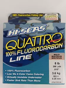 Hi-Seas Quattro Fluorocarbon Multi Color Camo 8 lbs 200 Yards Fishing Line - Picture 1 of 3