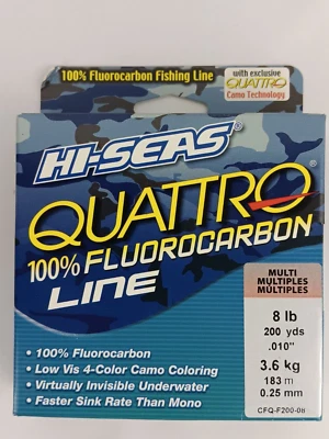 Hi-Seas Quattro Fluorocarbon Multi Color Camo 8 lbs 200 Yards Fishing Line - Image 1 of 3