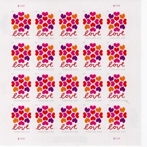 2018 Scott #565000 USPS Love Heart Blossoms Forever Stamps Sheet of 20 - Picture 1 of 2