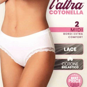 4 Slip donna Cotonella Midi in cotone, elastici comfort in vita e pizzo - GD290 - Imagen 1 de 2