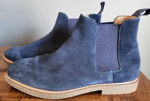 Steve Madden Men's Navy Highline Chelsea Suede Rugged Sole Pull On Boots SZ 10 - Picture 1 of 8
