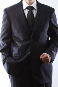 TRAJE DE HOMBRE 2 BOTONES SUPERIOR 150S P/R WoolFeel AZUL MARINO 3 PIEZAS VSTD SML-60512W-60503-NAV - Imagen 1 de 7