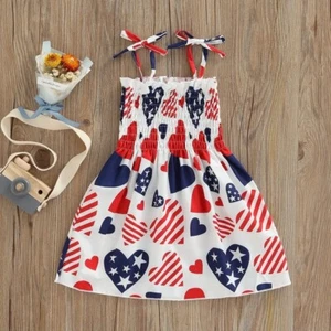 NEW Girl's Patriotic Hearts Dress - Picture 1 of 1