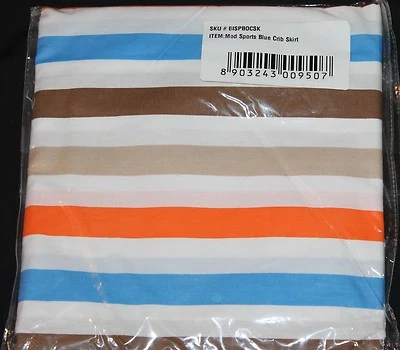 Bacati Mod Sports Striped Crib Skirt baby boys crib bedding nursery new - Image 1 of 4