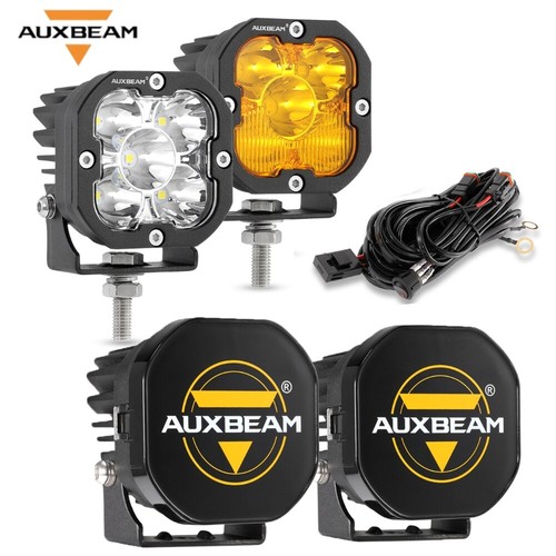 2x AUXBEAM 3inch LED Cube Pods Off Road Driving Lights Spot Work Light ...