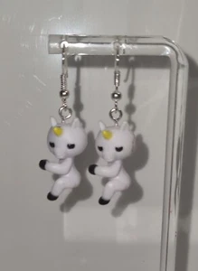 Funky fun Fingerlings White Baby Unicorn handmade Earrings 5cm - Picture 1 of 3