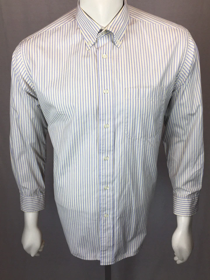 Camisa L/S Para Hombre Hart Shaffer Marx 16 Regular Grande Azul Amarillo y Blanco Rayas Foto 1 de 4