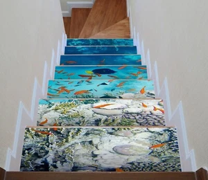 3D Korallenriff C074 Stair Risers Dekoration Fototapete Vinyl Tapete Vera - Picture 1 of 6