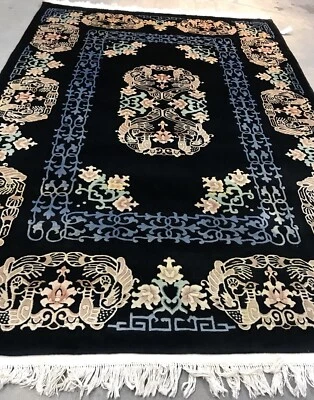 AN AWESOME ANTIQUE ART DECO CHINESE BLACK COLOR 7’ X 10’3” - Image 1 of 4