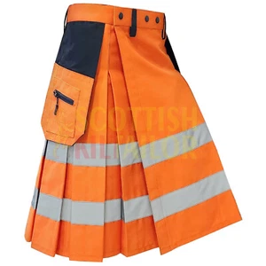 Falda falda escocesa de bombero naranja hecha a mano para hombres trabajadores hombres falda escocesa personalizada - Imagen 1 de 7
