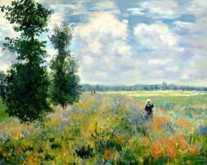 Poppy Field, Argenteuil Painting by Claude Monet 8x10" Art Print - Picture 1 of 1